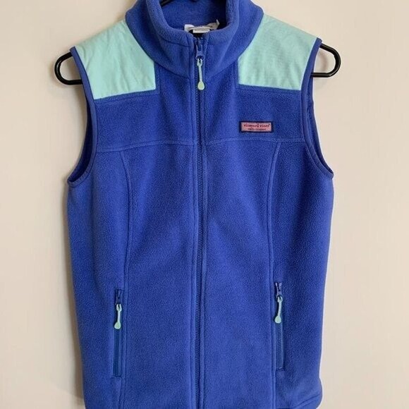 Vineyard Vines Jackets & Blazers - Vineyard Vines Womens Size XS Fleece Vest Colorblock Blue Teal Logo Lightweight